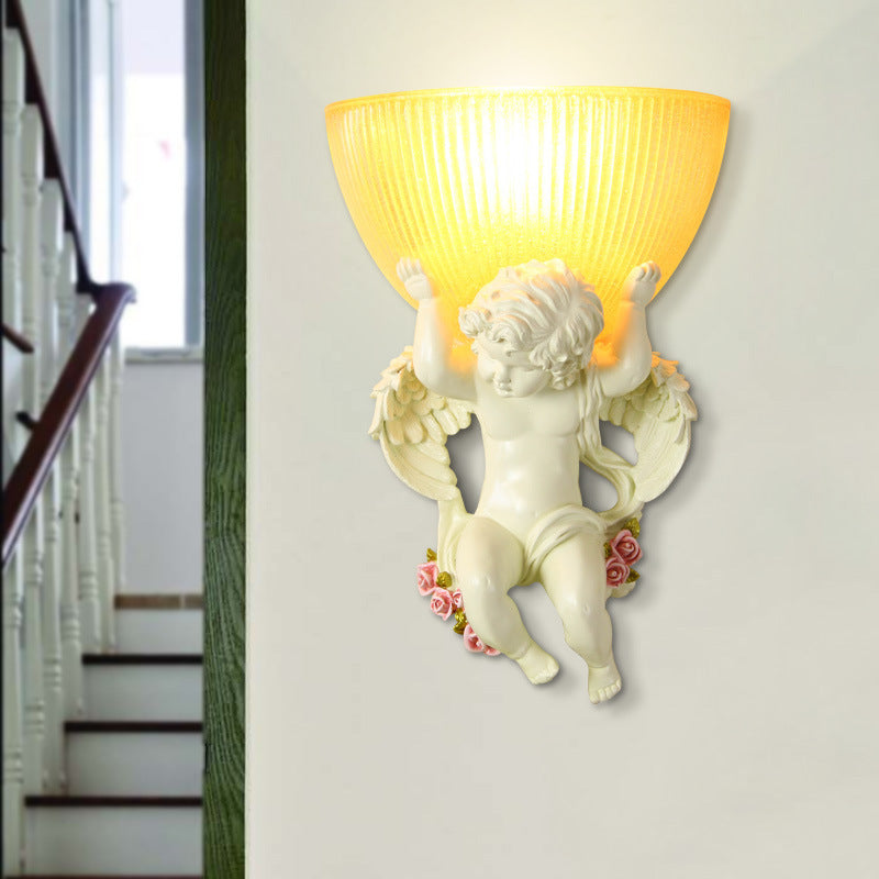 Angel Stainless Steel Glass 1-Light Wall Sconce Lamp