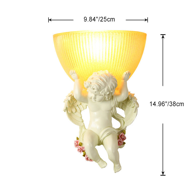 Angel Stainless Steel Glass 1-Light Wall Sconce Lamp