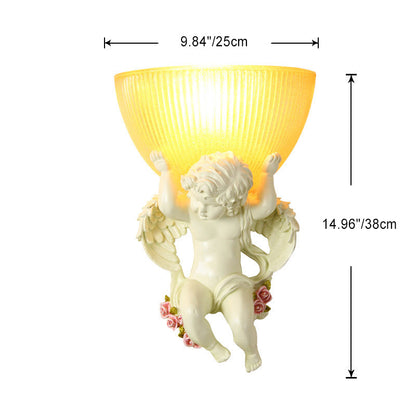 Angel Stainless Steel Glass 1-Light Wall Sconce Lamp