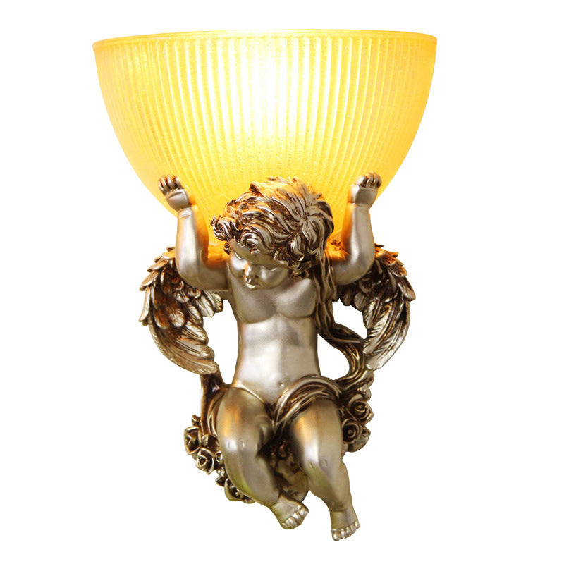 Angel Stainless Steel Glass 1-Light Wall Sconce Lamp