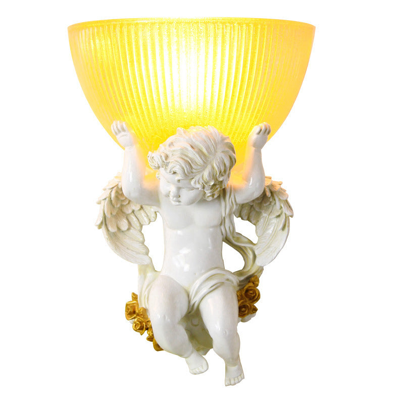 Angel Stainless Steel Glass 1-Light Wall Sconce Lamp