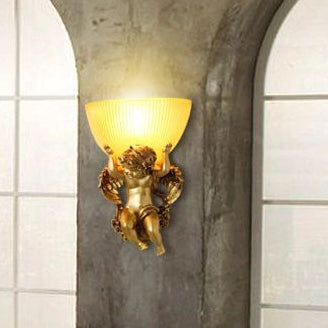 Angel Stainless Steel Glass 1-Light Wall Sconce Lamp