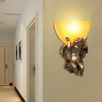 Angel Stainless Steel Glass 1-Light Wall Sconce Lamp