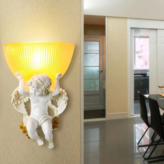 Angel Stainless Steel Glass 1-Light Wall Sconce Lamp