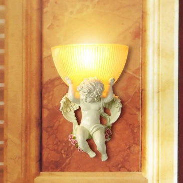 Angel Stainless Steel Glass 1-Light Wall Sconce Lamp