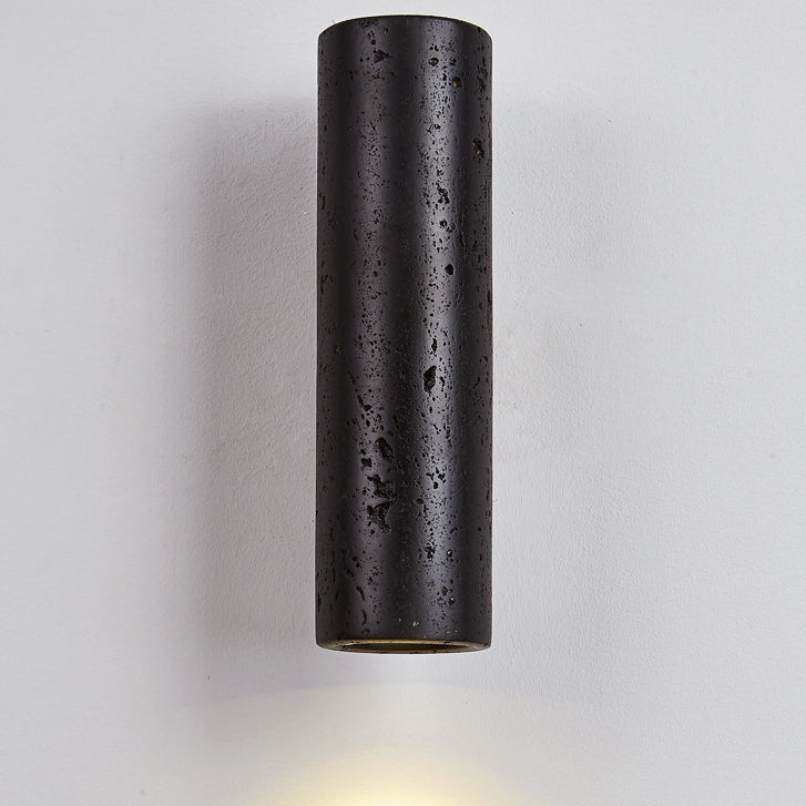 Cylinder Travertine Solid Wood 1-Light Wall Sconce Lamp