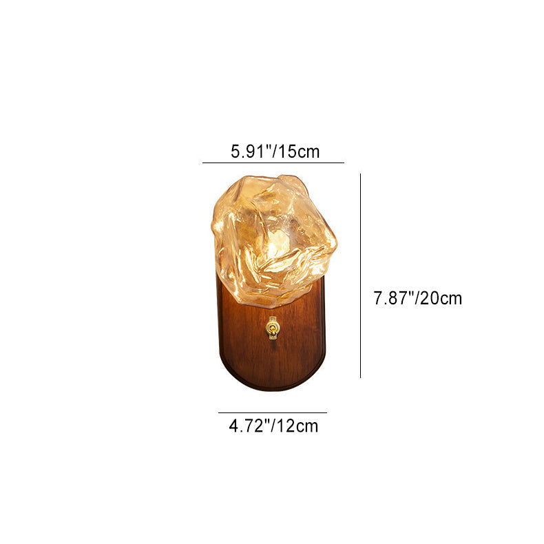 Deco Ice Solid Wood Glass 1-Light Wall Sconce Lamp