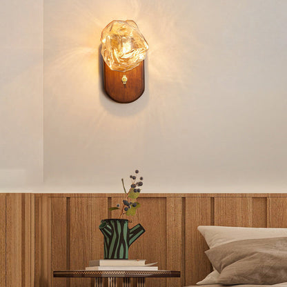 Deco Ice Solid Wood Glass 1-Light Wall Sconce Lamp