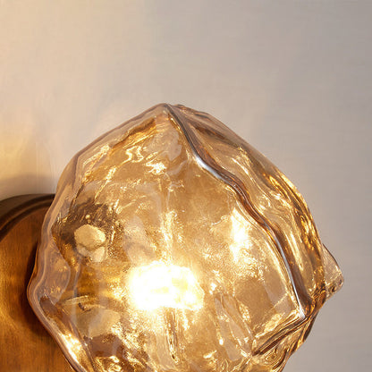 Deco Ice Solid Wood Glass 1-Light Wall Sconce Lamp