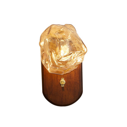Deco Ice Solid Wood Glass 1-Light Wall Sconce Lamp