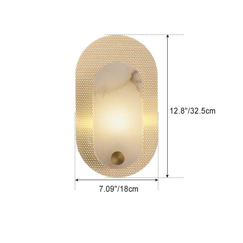 Luxury Oval Marble Copper 1-Light Wall Sconce Lamp