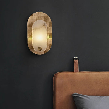 Luxury Oval Marble Copper 1-Light Wall Sconce Lamp