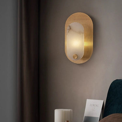 Luxury Oval Marble Copper 1-Light Wall Sconce Lamp