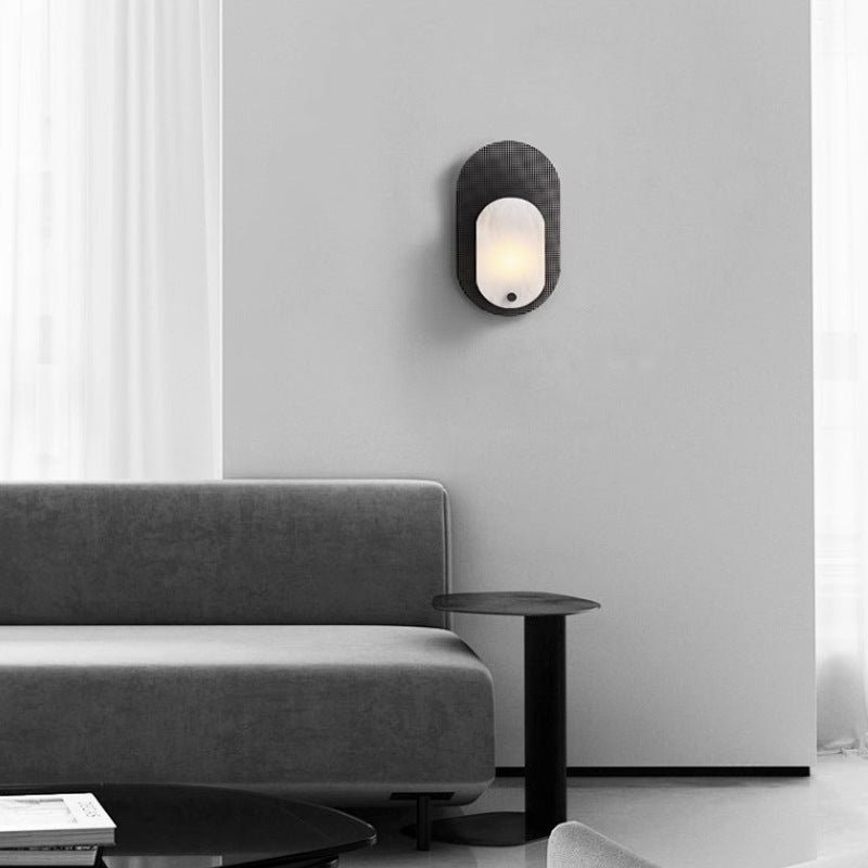 Luxury Oval Marble Copper 1-Light Wall Sconce Lamp