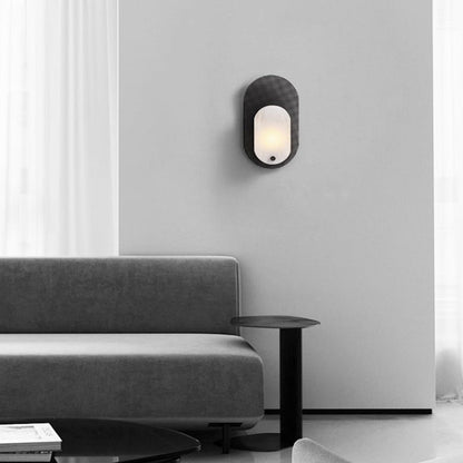 Luxury Oval Marble Copper 1-Light Wall Sconce Lamp