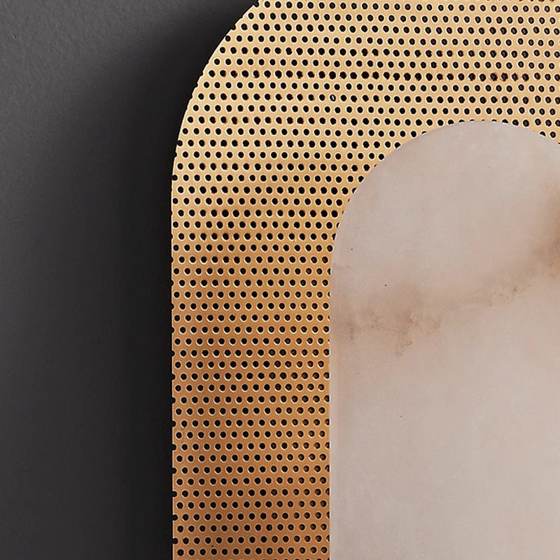 Luxury Oval Marble Copper 1-Light Wall Sconce Lamp
