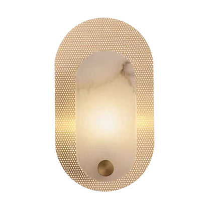 Luxury Oval Marble Copper 1-Light Wall Sconce Lamp