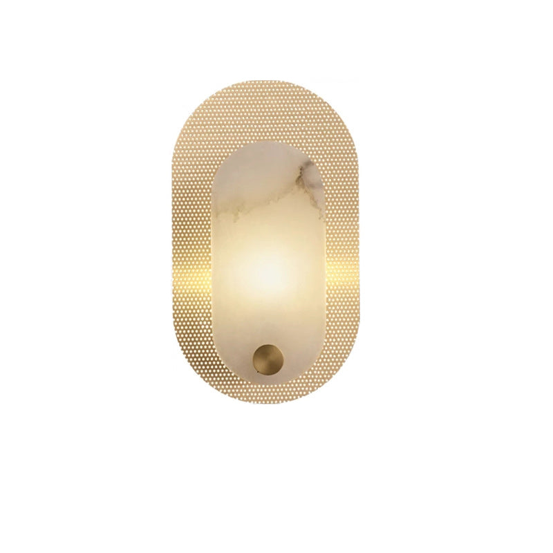 Luxury Oval Marble Copper 1-Light Wall Sconce Lamp