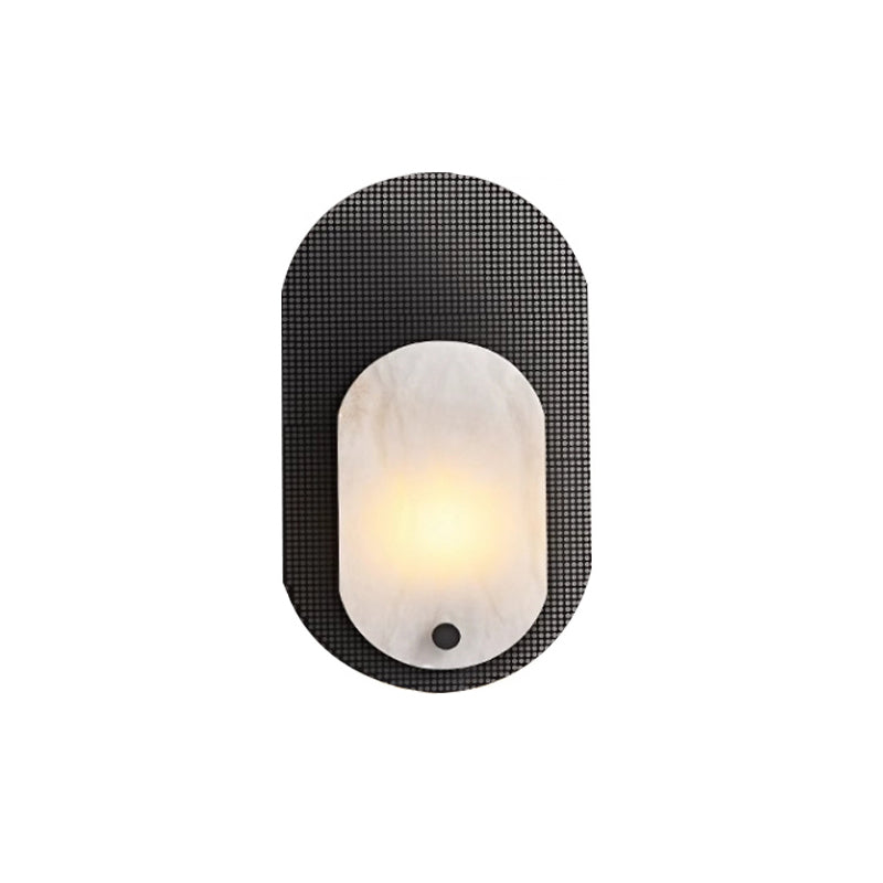 Luxury Oval Marble Copper 1-Light Wall Sconce Lamp