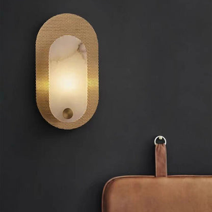 Luxury Oval Marble Copper 1-Light Wall Sconce Lamp