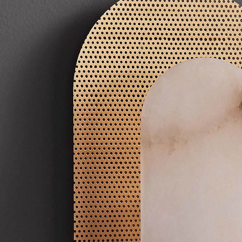 Luxury Oval Marble Copper 1-Light Wall Sconce Lamp