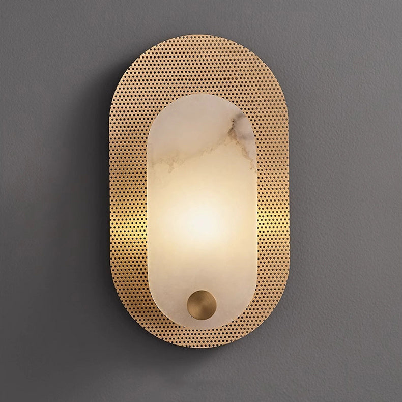 Luxury Oval Marble Copper 1-Light Wall Sconce Lamp