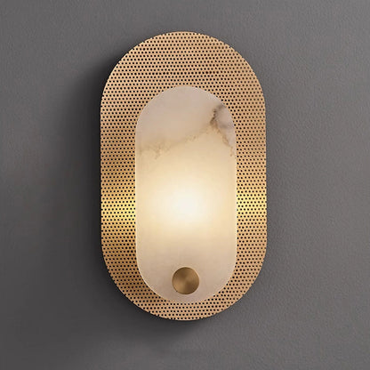 Luxury Oval Marble Copper 1-Light Wall Sconce Lamp