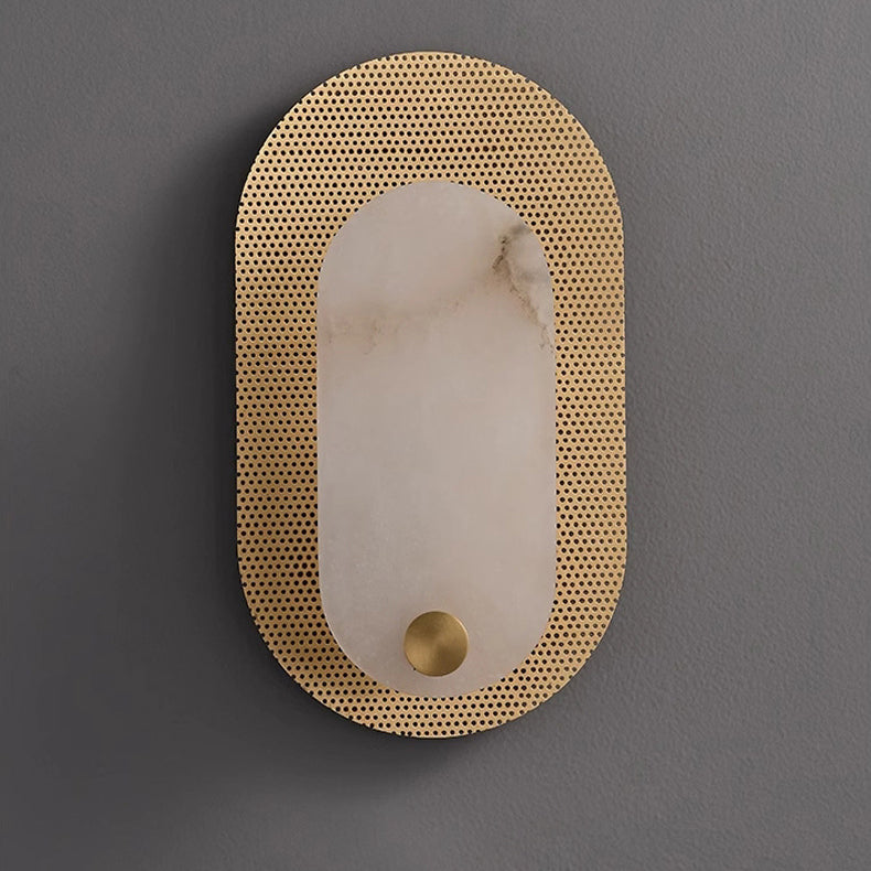 Luxury Oval Marble Copper 1-Light Wall Sconce Lamp