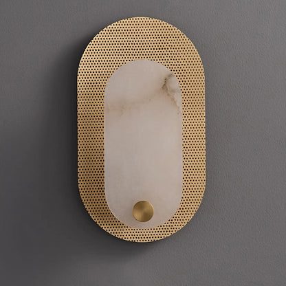 Luxury Oval Marble Copper 1-Light Wall Sconce Lamp
