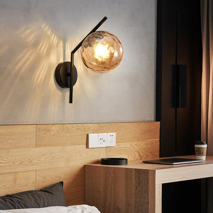 European Sphere Iron Glass 1-Light Wall Sconce Lamp