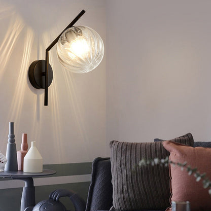 European Sphere Iron Glass 1-Light Wall Sconce Lamp