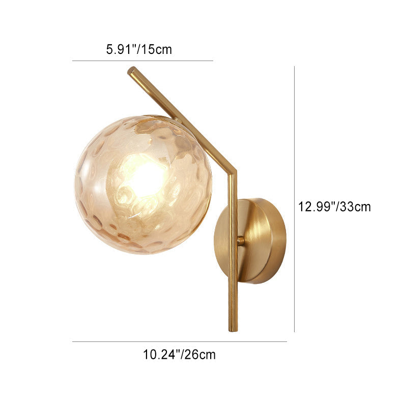 European Sphere Iron Glass 1-Light Wall Sconce Lamp