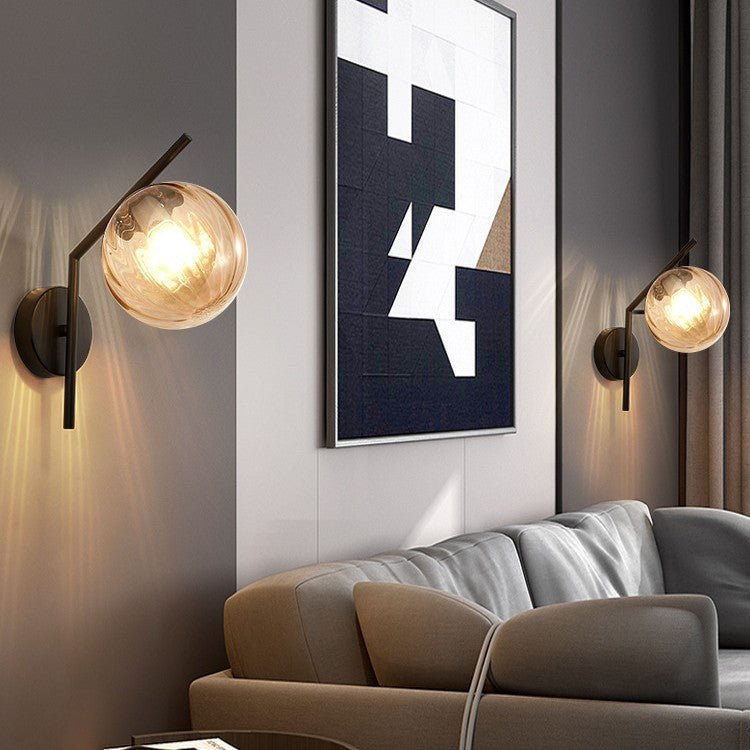 European Sphere Iron Glass 1-Light Wall Sconce Lamp