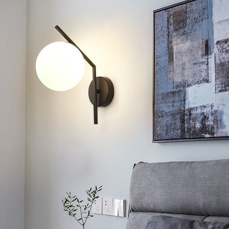 European Sphere Iron Glass 1-Light Wall Sconce Lamp