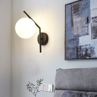 European Sphere Iron Glass 1-Light Wall Sconce Lamp