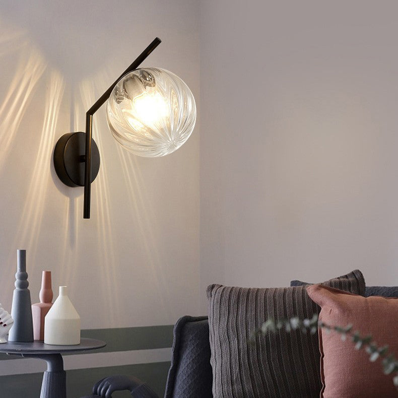 European Sphere Iron Glass 1-Light Wall Sconce Lamp