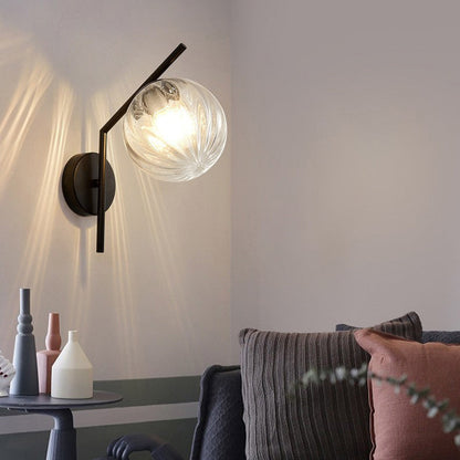 European Sphere Iron Glass 1-Light Wall Sconce Lamp