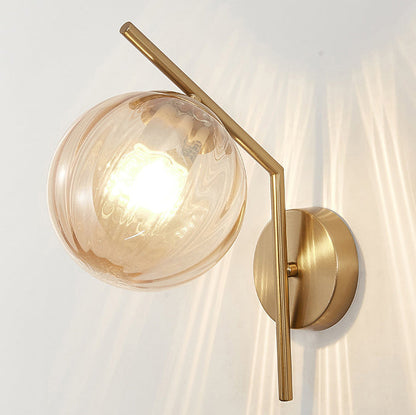 European Sphere Iron Glass 1-Light Wall Sconce Lamp
