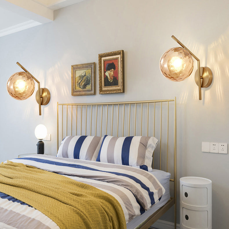 European Sphere Iron Glass 1-Light Wall Sconce Lamp