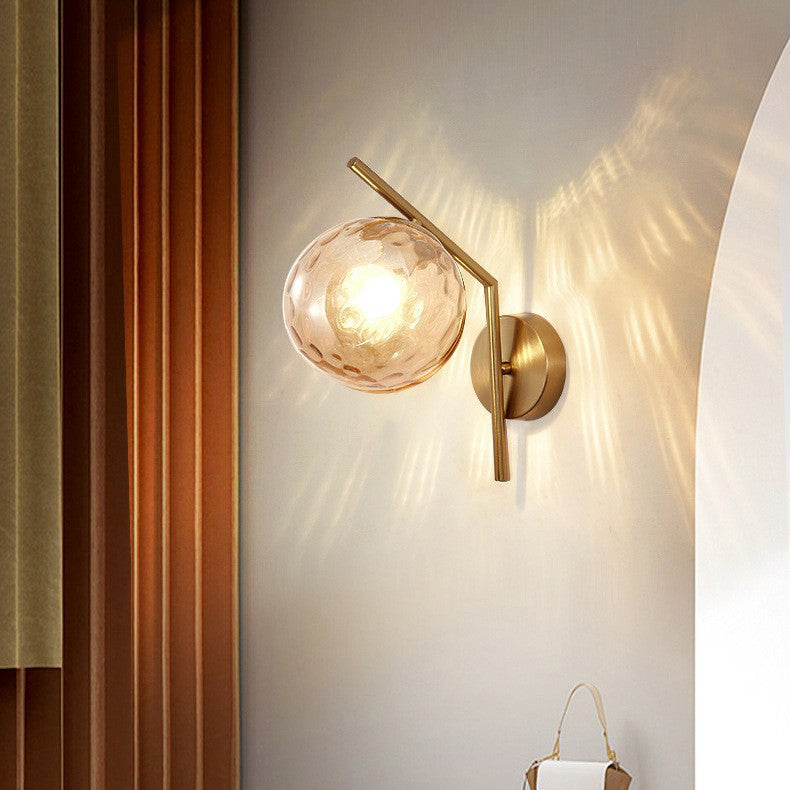 European Sphere Iron Glass 1-Light Wall Sconce Lamp