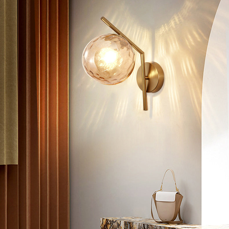 European Sphere Iron Glass 1-Light Wall Sconce Lamp