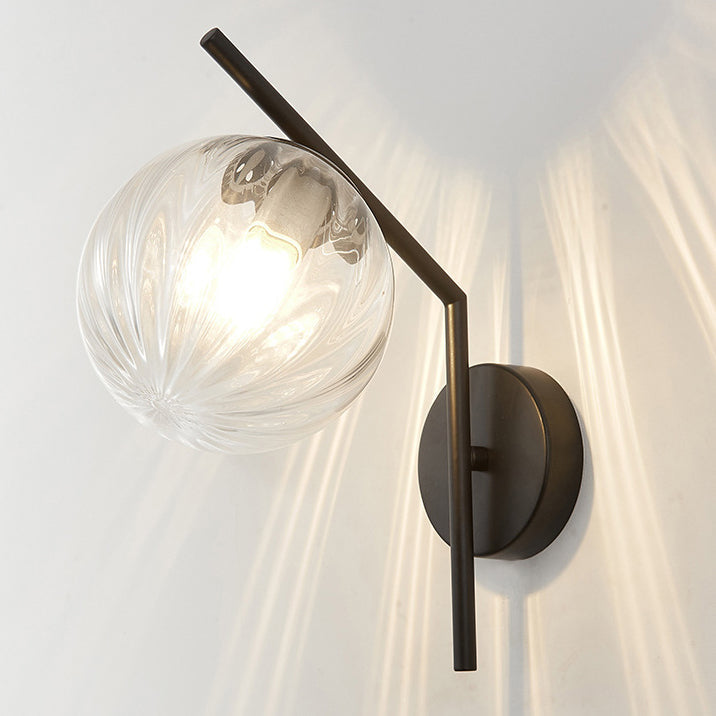 European Sphere Iron Glass 1-Light Wall Sconce Lamp