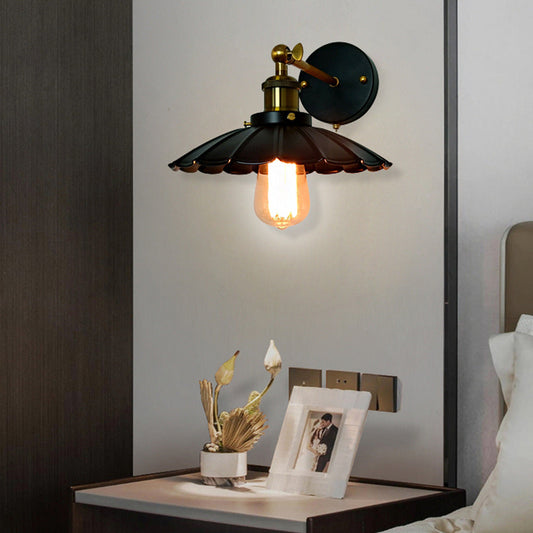 Traditional Round Copper Iron 1-Light Wall Sconce Lamp