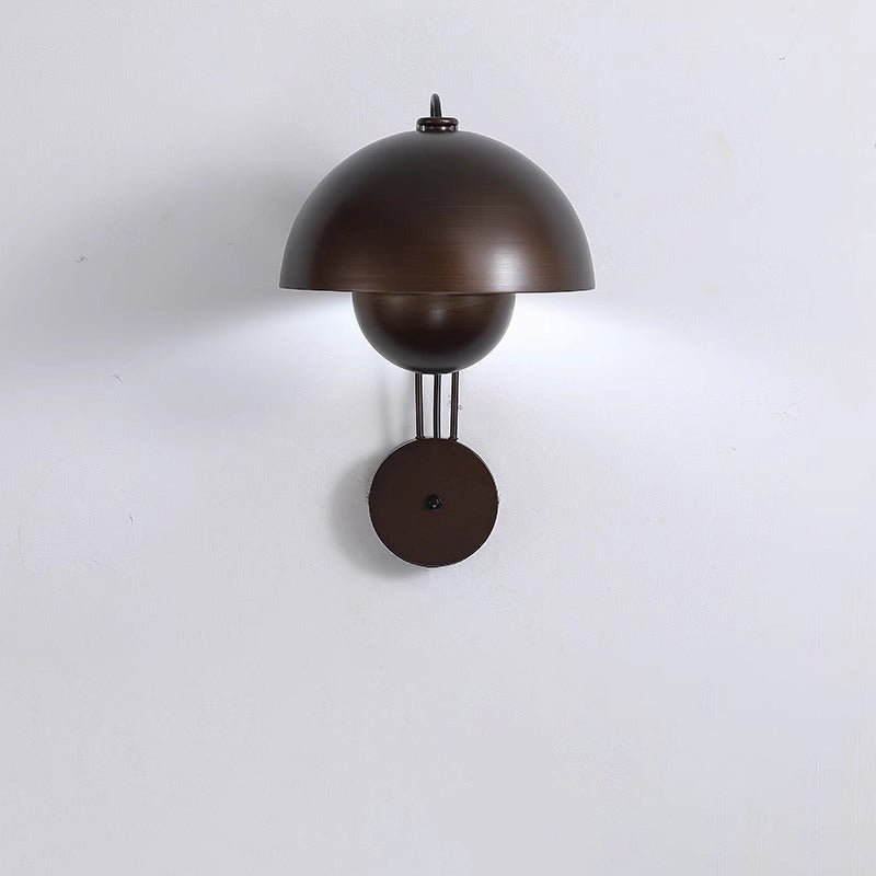 Traditional Rustic Dome Iron 1-Light Wall Sconce Lamp