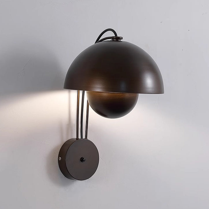 Traditional Rustic Dome Iron 1-Light Wall Sconce Lamp