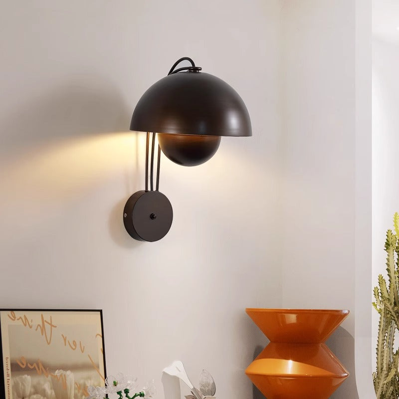 Traditional Rustic Dome Iron 1-Light Wall Sconce Lamp