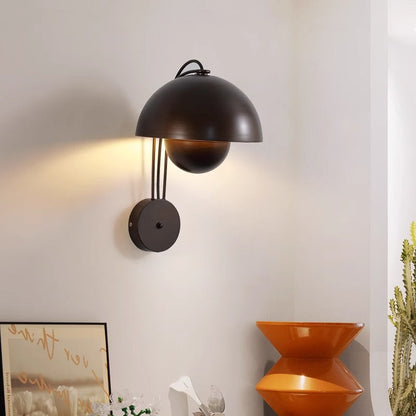 Traditional Rustic Dome Iron 1-Light Wall Sconce Lamp