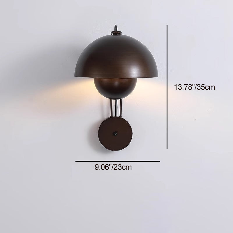 Traditional Rustic Dome Iron 1-Light Wall Sconce Lamp