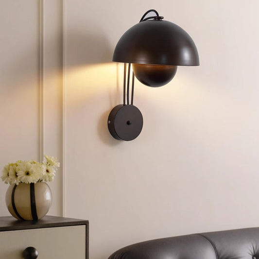 Traditional Rustic Dome Iron 1-Light Wall Sconce Lamp