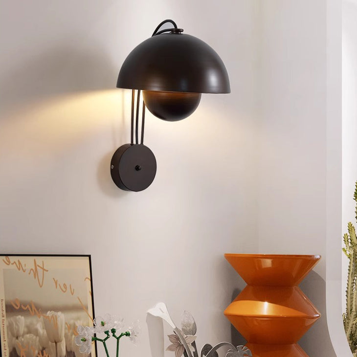 Traditional Rustic Dome Iron 1-Light Wall Sconce Lamp